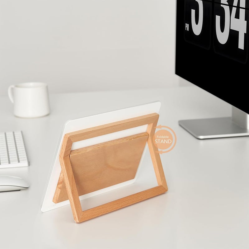 YEOUX Glass Desk Whiteboard with Reversible Wood Stand, Desktop Small White Board, Reusable Mini Dry Erase Board 6.7"x9.5" for Office, Home, School, Marker&Eraser Included - Image 4